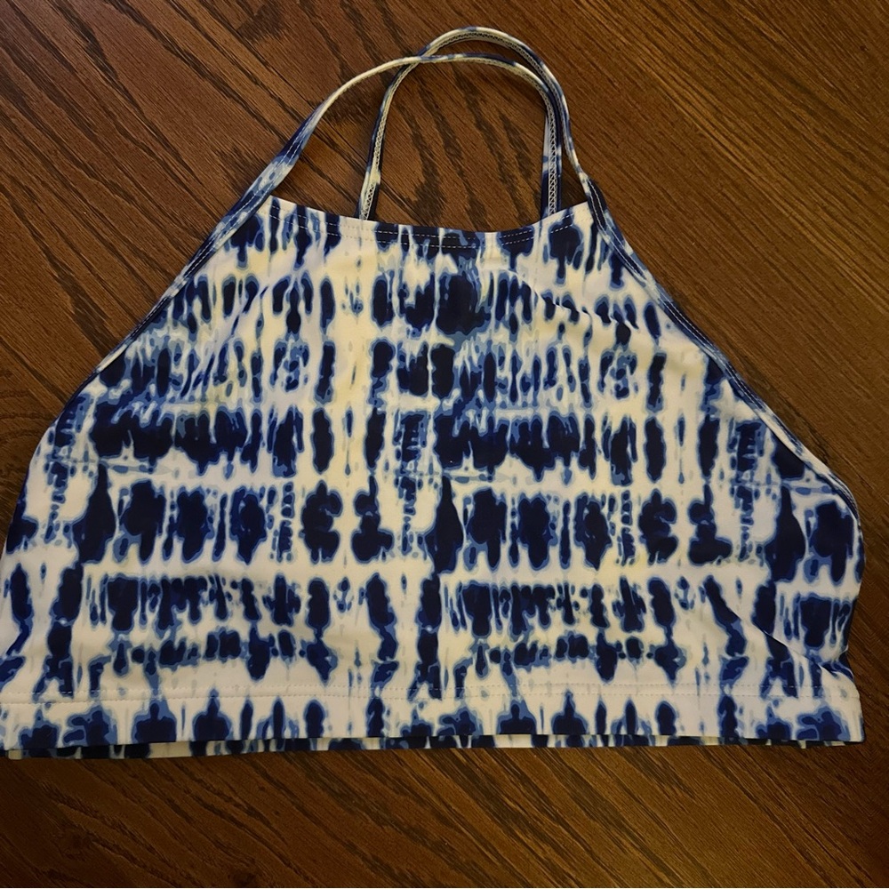Blue Tie-Dye Halter Crop Top - Women